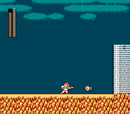 Mega Man using Crash Bomber in Mega Man 2.