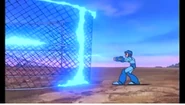 Mega Man using Thunder Beam in the Mega Man cartoon.