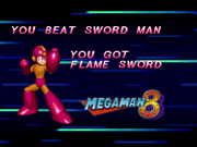 Weapon Get of Mega Man gaining the Flame Sword