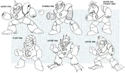 Several designs for the water themed boss in Mega Man 2.