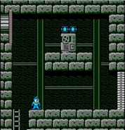 Mega Man, near the boss door in Wily Castle Stage 1 in the Japanese version.