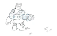 Bubble Man Captain N production sketch (Rear)