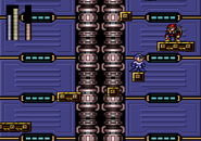 Mega Man fighting against Buster Rod G in the Wily Tower.