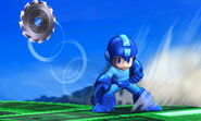 Mega Man using the Metal Blade in Super Smash Bros. for Nintendo 3DS.