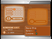 Mega Man X7 Chip menu.