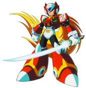 Zero in a standing pose in Mega Man Xtreme.