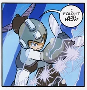 Mega Man holding two Rolling Cutters in the Mega Man comic.