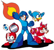 Eddie with Mega Man, Rush, and Beat.