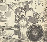 Mega Man using Crystal Eye and other weapons in the Rockman 5 manga.