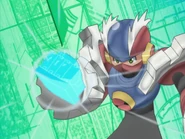 Metal Soul MegaMan charging up his Metal Break.
