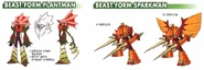 Concept art of Zoano PlantMan and Zoano SparkMan.