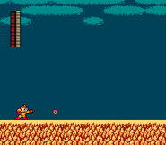 Mega Man firing Atomic Fire in its standard form.