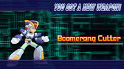 Mega Man X equipped with Boomerang Cutter, in Mega Man Maverick Hunter X.