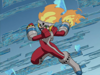 Torch Soul MegaMan preparing to use Fire Arm. (episode 10)