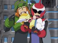 ProtoMan and SearchMan with Trill in Rockman.EXE Beast.