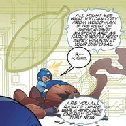 Mega Man obtaining Leaf Shield in the Mega Man comic book series.