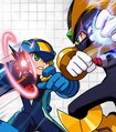 MegaMan.EXE vs Bass Cross Battle Memory in Rockman ×over.