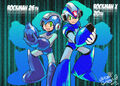 Mega Man 26th Anniversary and Mega Man X 20th Anniversary illustration by Hitoshi Ariga