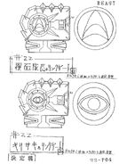 Anime Masked Captain and Dark Kirisaki's Link Gate design sheet.