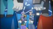 Vile is placed under arrest by the Hunters.