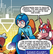 Mega Man obtaining Top Spin in the Archie comics.