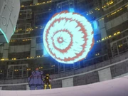 MoltanicMan using combined Fire Moltanic Twin Boomer against MegaMan and KnightMan.