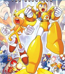 Sonic and Mega Man in their super forms.