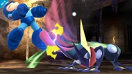 Mega Man being struck by Greninja