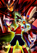 Geo and bosses in Mega Man Star Force 3.