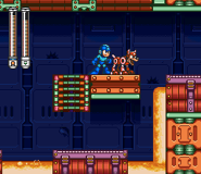 Rush barking near a secret area (behind the lava) in Mega Man 7