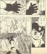 Mega Man lifting a block with Super Arm in the Rockman manga.