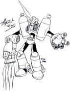 Concept art of Burner Man, then known as "Blast Man".