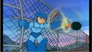 Mega Man using Hyper Bomb in the Mega Man cartoon.