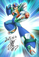 Illustration of X with the R-iX Armor by Yoshihiro Iwamoto.