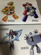 Artwork of Dangan Man with Aircon Man, the Clock Men, and Compass Man.