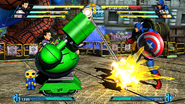 Tron using a crouching M attack in Marvel vs. Capcom 3.