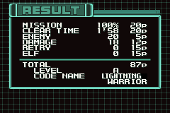 Result screen from Mega Man Zero 2.