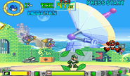 Mega Man with Leaf Shield in Mega Man: The Power Battle.