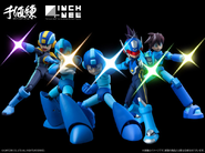 Five Mega Man figures posed together, reproducing the Mega Legends Final Smash