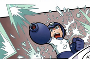 Mega Man using Ice Slasher in the Mega Man comic.