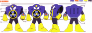 Front, side, and back view of Air Man.