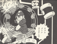 Mega Man using Leaf Shield in Rockman: Dr. Wily no Inbou.