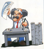 Dr. Wily examining the submitted designs.