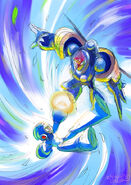 Illustration of Mega Man and Tengu Man by Hitoshi Ariga.