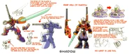 Shadow's concept art from Mega Man X Official Complete Works.