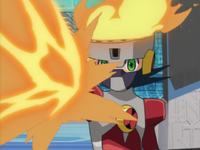 Torch Soul MegaMan using Fire Arm against BrightMan. (episode 46)