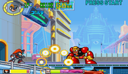 Bass using Crash Bomb in Mega Man: The Power Battle.