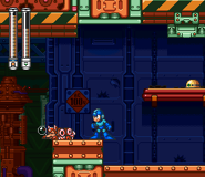 Rush sleeping in front of a pit in Mega Man 7