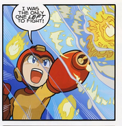 Mega Man using Fire Storm in the Mega Man comic.