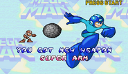 Mega Man using Super Arm in Mega Man 2: The Power Fighers